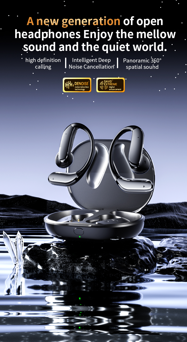 Wireless Earbuds, Bluetooth Headphone V5.4, Bluetooth Earbuds ENC Noise Cancelling, Over Ear with hooks, Earphone for Gym/Running/Workout/Fitness-Soundcross (HK) Technology Co.,Limited