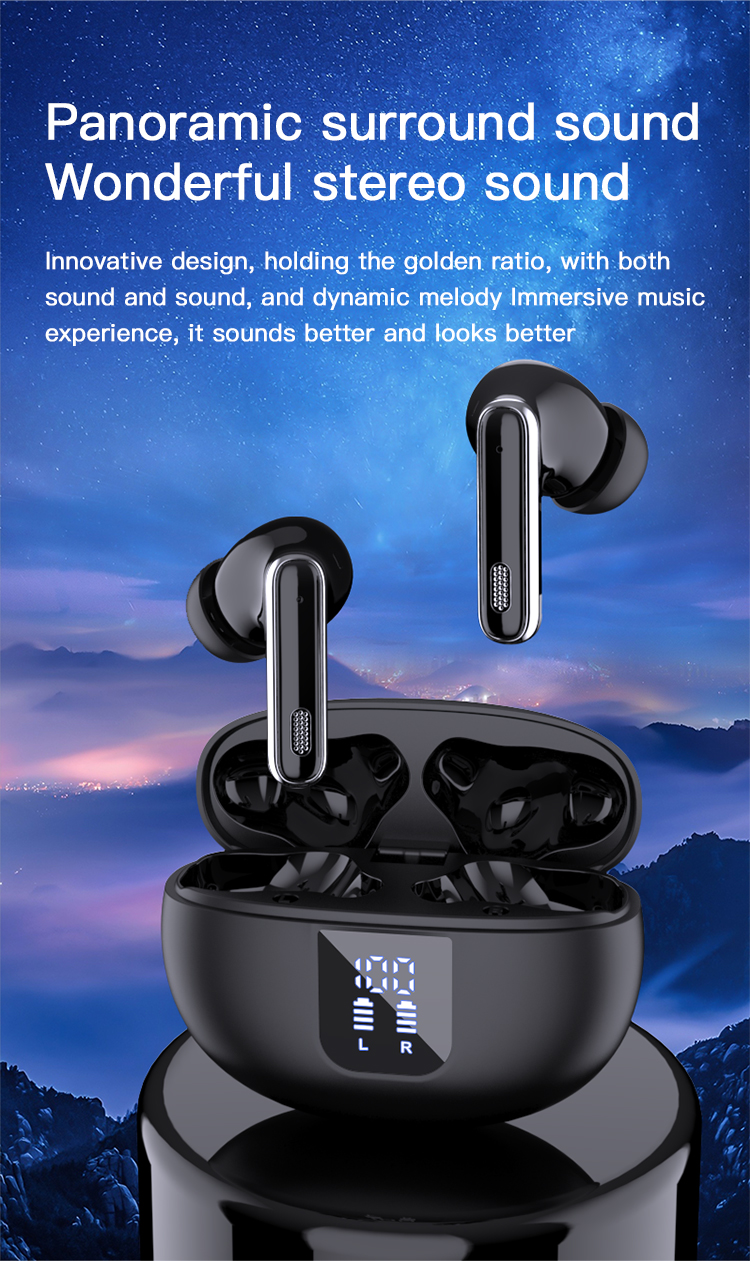 Wireless Earbuds Bluetooth V5.4 HiFi Stereo, LED Digital Display Earphones, ENC Noise Cancelling Mic, Ergonomic Design Headphone Headset for Sport/Gym/Running/Work-Soundcross (HK) Technology Co.,Limited