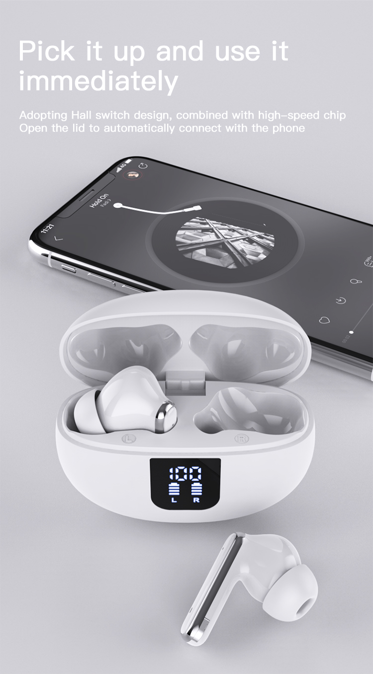 Wireless Earbuds Bluetooth V5.4 HiFi Stereo, LED Digital Display Earphones, ENC Noise Cancelling Mic, Ergonomic Design Headphone Headset for Sport/Gym/Running/Work-Soundcross (HK) Technology Co.,Limited