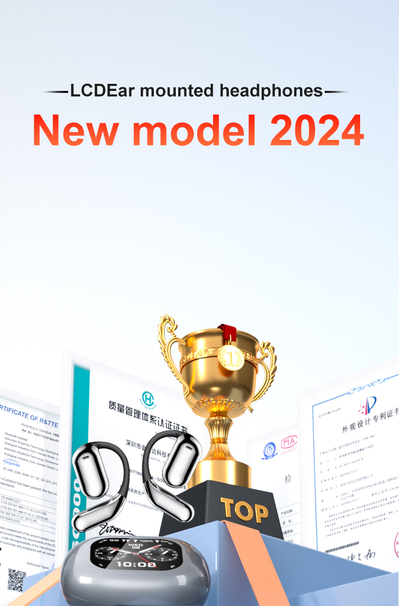 Bluetooth Wireless Earbuds V5.4, EarBuds with LCD Full Color Touch Screen, 35db ANC ENC Noise Cancelling, Multi-funtional Over-Ear Earphones for iOS, Android, Sports, Workout, Fitness-Soundcross (HK) Technology Co.,Limited