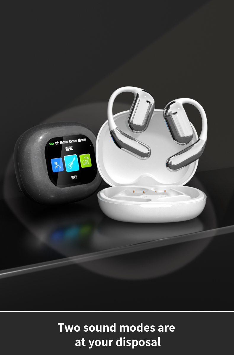 Bluetooth Wireless Earbuds V5.4, EarBuds with LCD Full Color Touch Screen, 35db ANC ENC Noise Cancelling, Multi-funtional Over-Ear Earphones for iOS, Android, Sports, Workout, Fitness-Soundcross (HK) Technology Co.,Limited