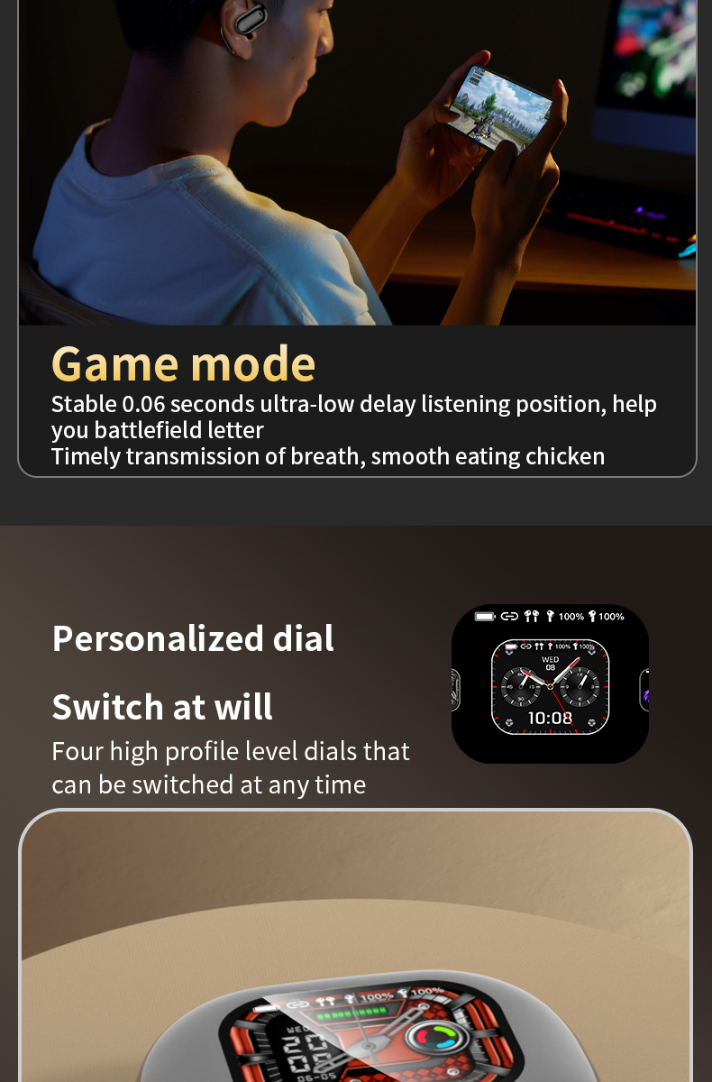 Bluetooth Wireless Earbuds V5.4, EarBuds with LCD Full Color Touch Screen, 35db ANC ENC Noise Cancelling, Multi-funtional Over-Ear Earphones for iOS, Android, Sports, Workout, Fitness-Soundcross (HK) Technology Co.,Limited