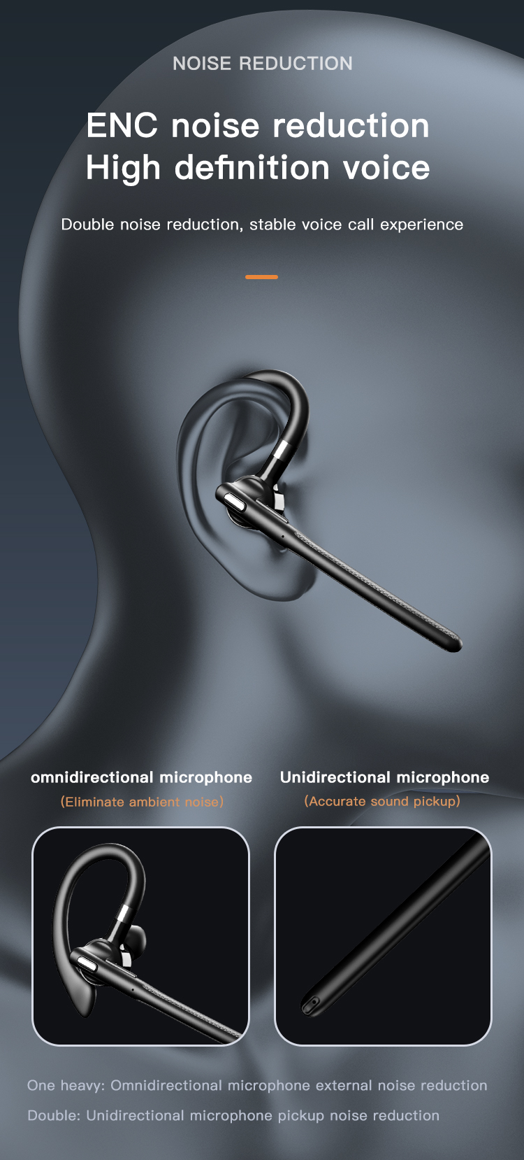 V5.4 Bluetooth Wireless Earbuds For Business, IPX6 Wireless Earpiece with Noise Cancelling Mic, Business Earbud with 500 mAh Charging Case for Trucker/Home/Office Work-Soundcross (HK) Technology Co.,Limited