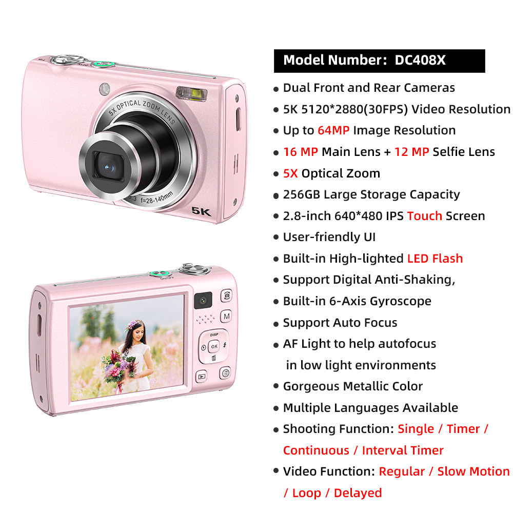 Wholesale 5K Digital Camera 5X Optical Zoom 16MP Dual Lens with 6-Axis Image Stabilization & 2.8″ Touchscreen-Soundcross (HK) Technology Co.,Limited